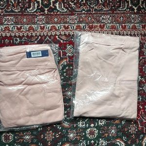 NWT Jaanuu scrub v neck top and bootcut yoga pant set light pink size 1x